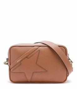 GOLDEN GOOSE Pochette Star Cuir Caramel