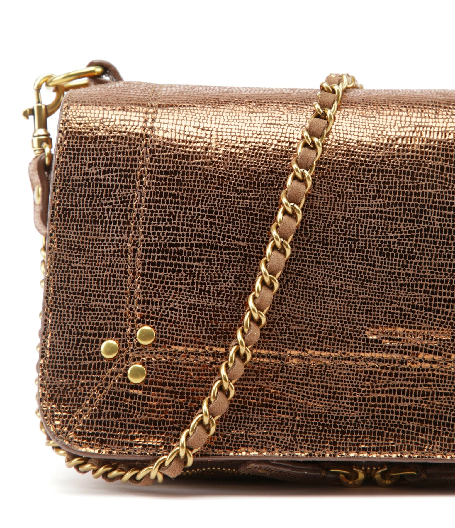 JEROME DREYFUSS Sac Bobi Cuir Lamé Bronze 6 JEROME DREYFUSS Sac Bobi Cuir Lamé Bronze – Image 4