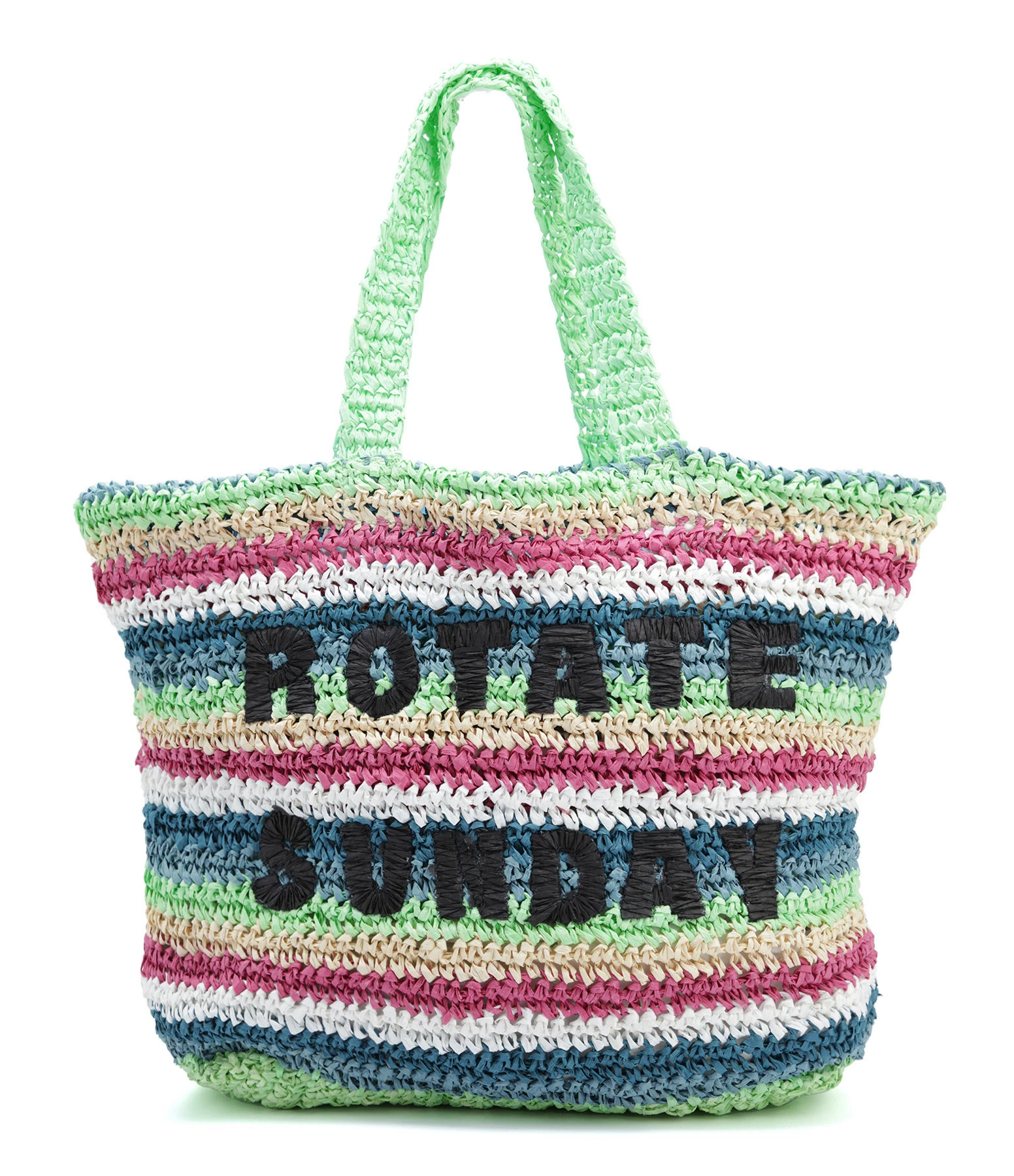 ROTATE Sac Shopping Neeti Raphia Rayures Vert 3 ROTATE Sac Shopping Neeti Raphia Rayures Vert