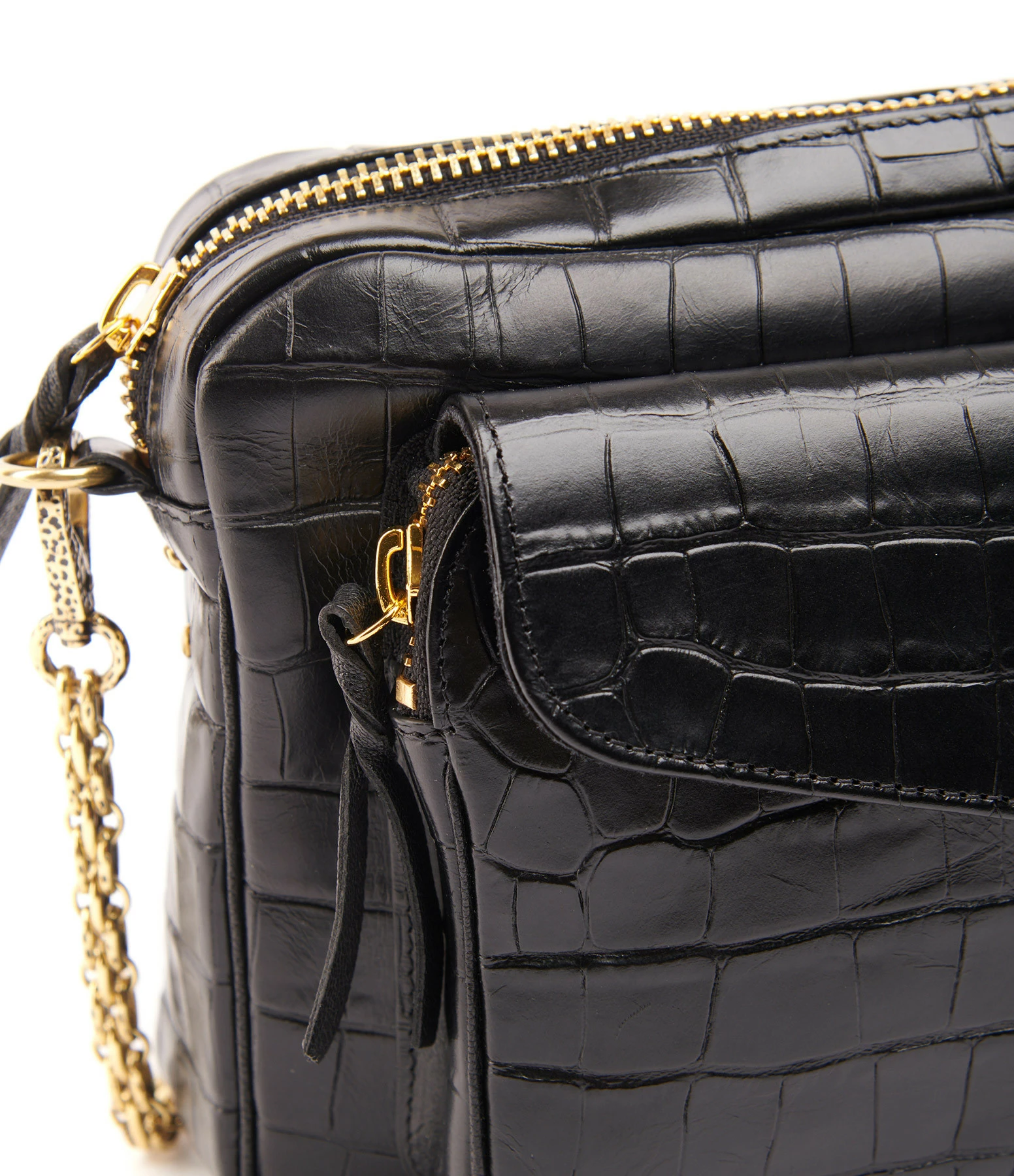 Sac Charly Cuir Embossé Croco Noir, Collaboration Lulli X Claris Virot 6 Sac Charly Cuir Embossé Croco Noir, Collaboration Lulli X Claris Virot – Image 4