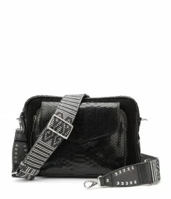 Alternative view of CLARIS VIROT Sac Jumbo Charly Bandoulière Python Noir