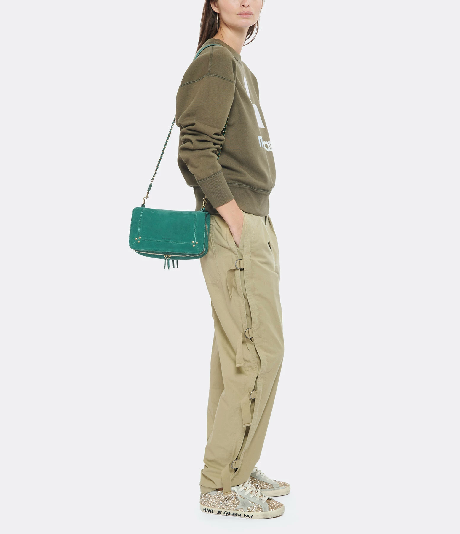 JEROME DREYFUSS Sac Bobi Cuir Suédé Jade 8 JEROME DREYFUSS Sac Bobi Cuir Suédé Jade – Image 6