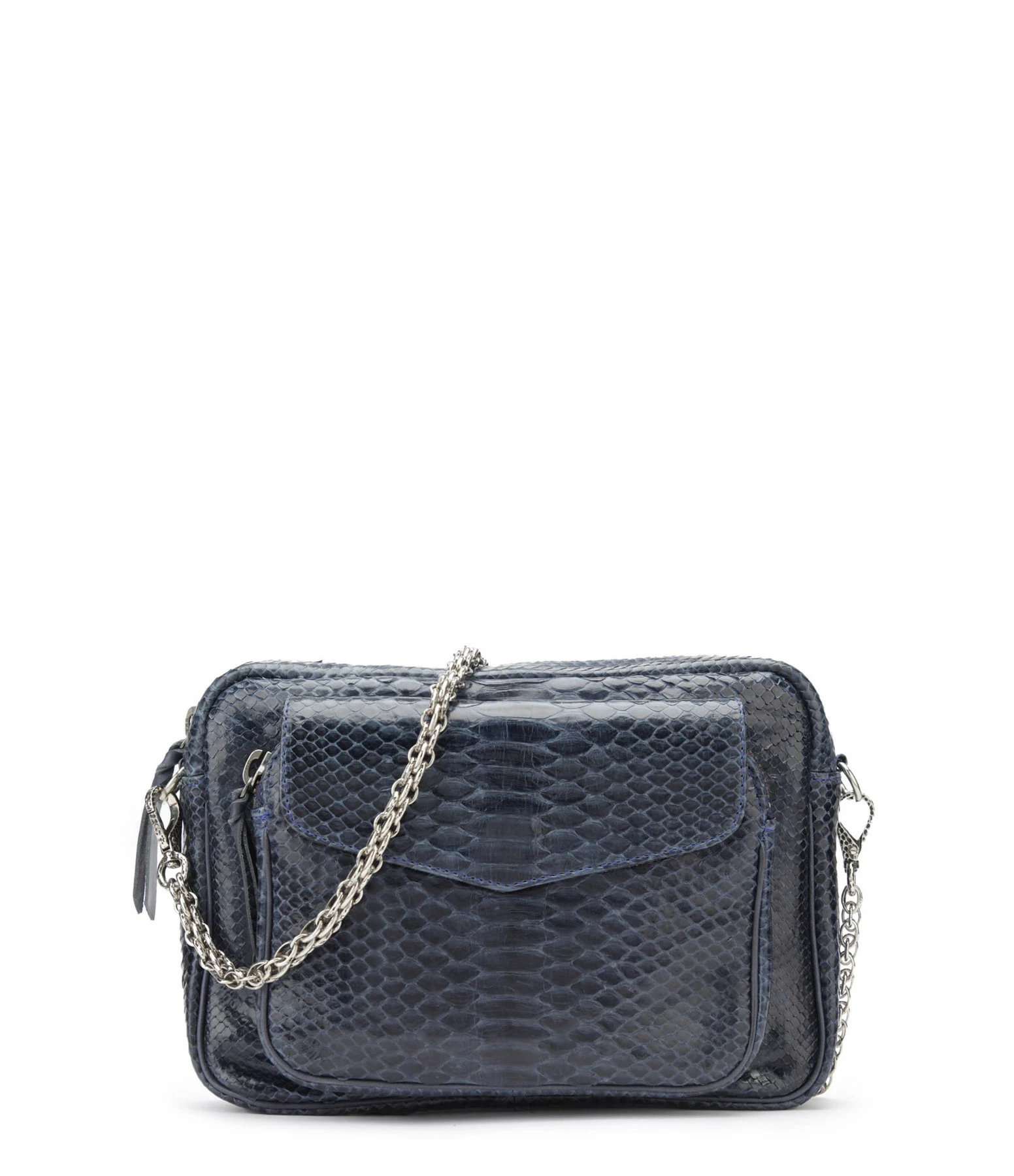 CLARIS VIROT Sac Charly Python Navy Argenté 3 CLARIS VIROT Sac Charly Python Navy Argenté