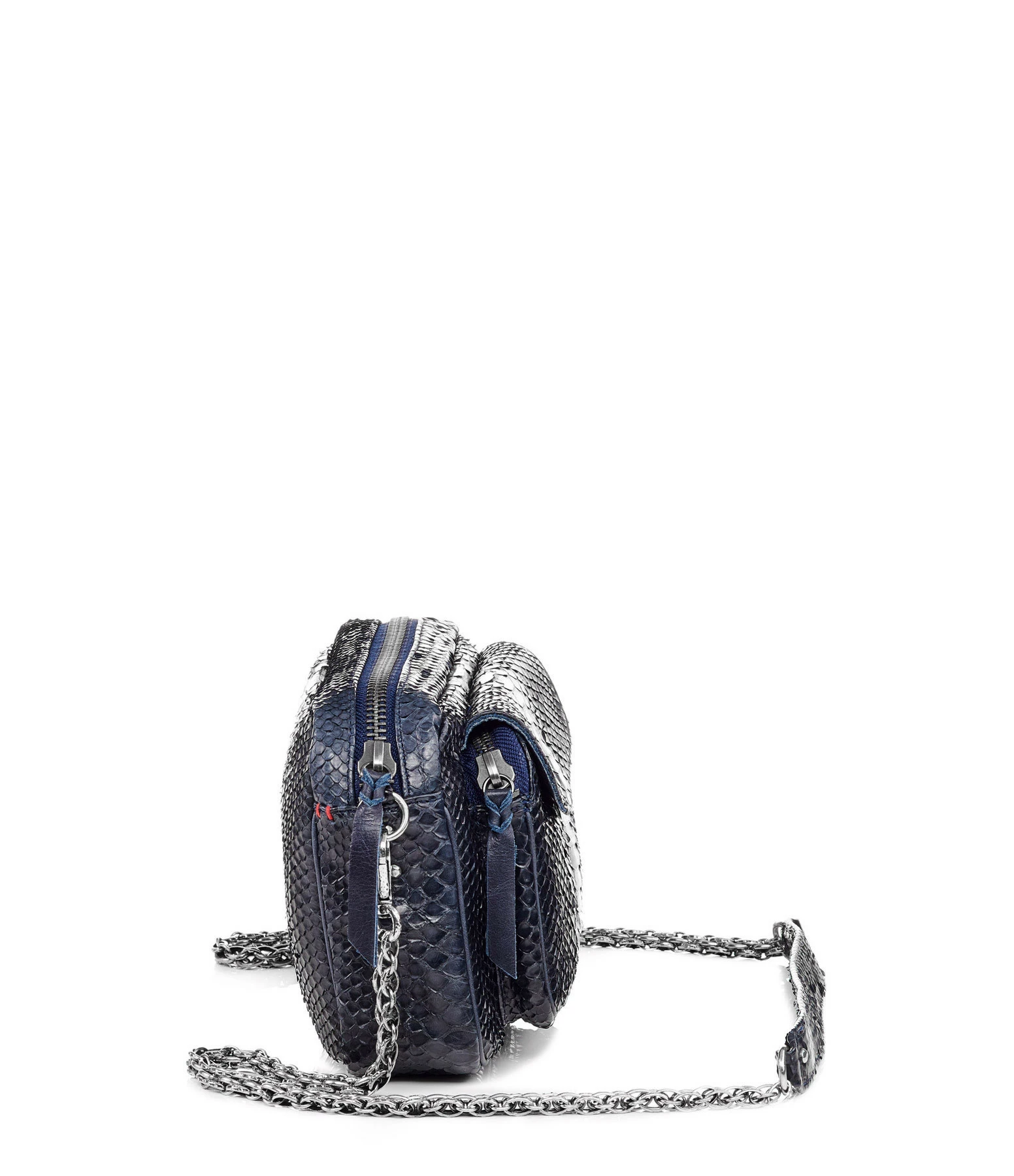 CLARIS VIROT Sac Charly Python Navy Argenté 4 CLARIS VIROT Sac Charly Python Navy Argenté – Image 2