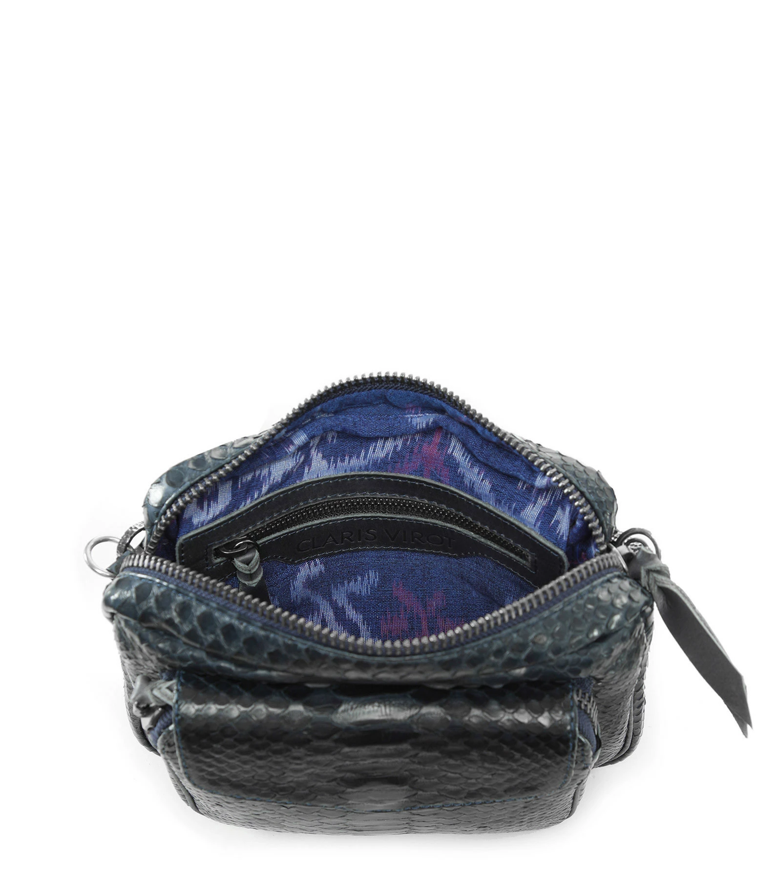CLARIS VIROT Sac Charly Python Navy Argenté 6 CLARIS VIROT Sac Charly Python Navy Argenté – Image 4