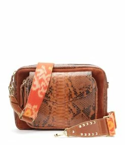 Alternative view of CLARIS VIROT Sac Jumbo Charly Bandoulière Python Moka