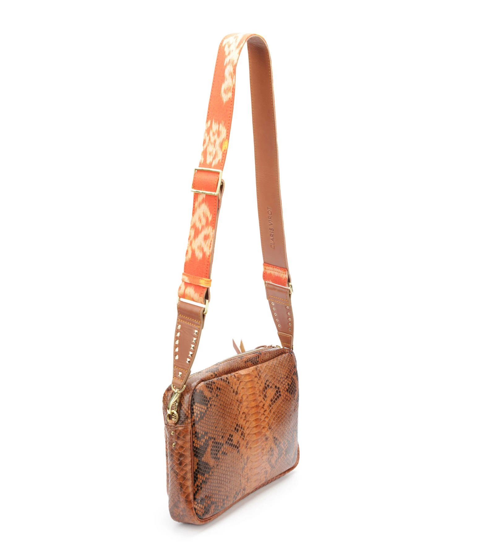 CLARIS VIROT Sac Jumbo Charly Bandoulière Python Moka 6 CLARIS VIROT Sac Jumbo Charly Bandoulière Python Moka – Image 4