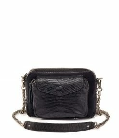 CLARIS VIROT Sac Charly Python Noir Suédé