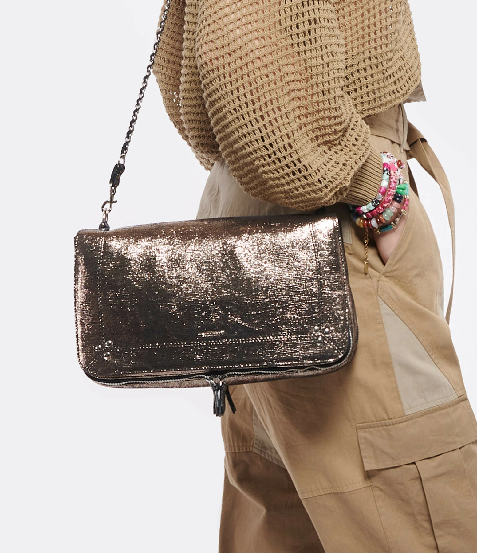 JEROME DREYFUSS Sac Bobi L Cuir Lamé Champa 6 JEROME DREYFUSS Sac Bobi L Cuir Lamé Champa – Image 4