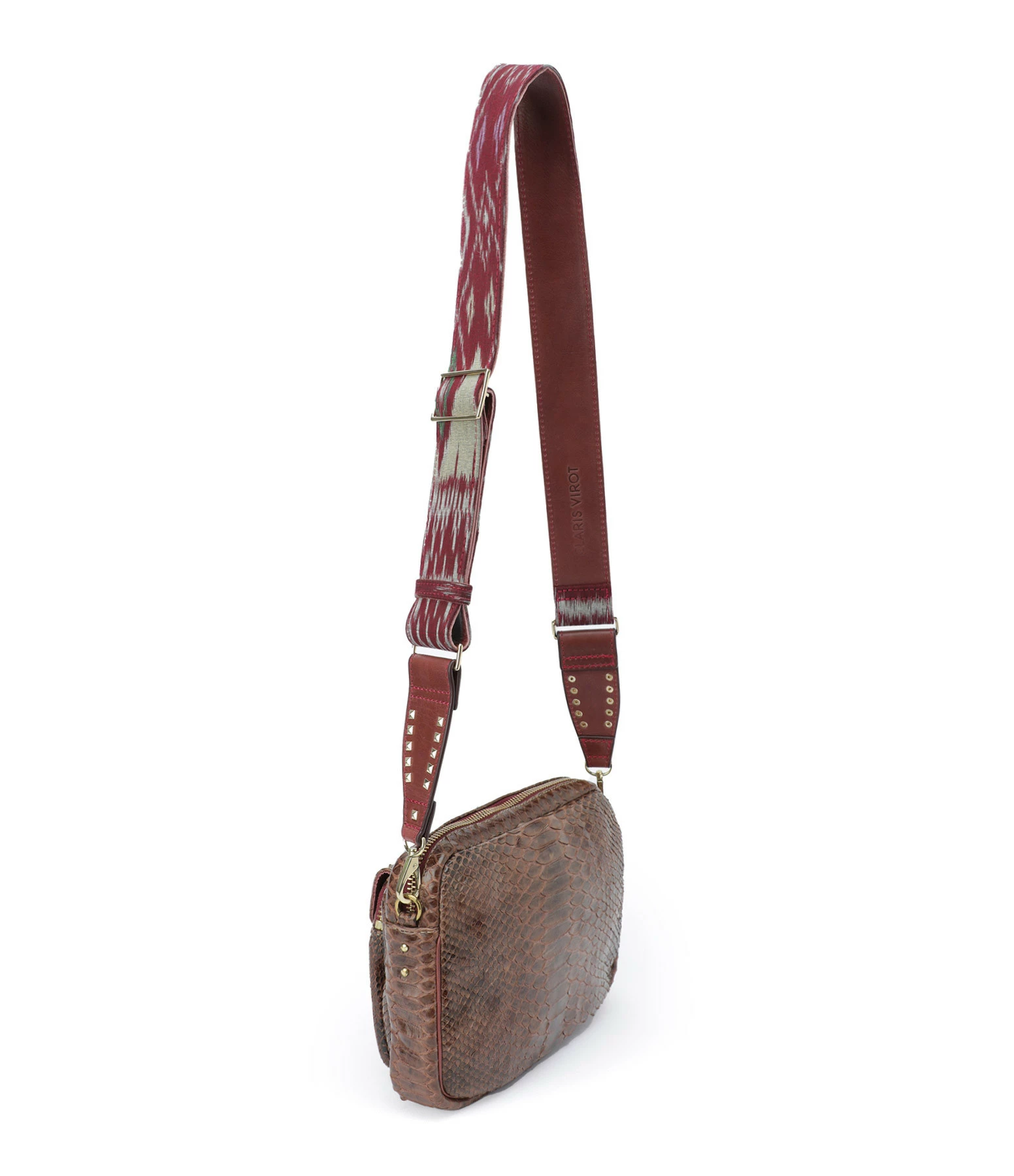 CLARIS VIROT Sac Big Charly Python Chocolat Endek Bordeaux 4 CLARIS VIROT Sac Big Charly Python Chocolat Endek Bordeaux – Image 2