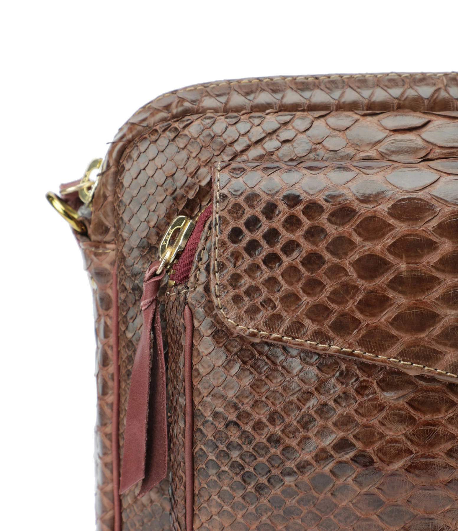 CLARIS VIROT Sac Big Charly Python Chocolat Endek Bordeaux 6 CLARIS VIROT Sac Big Charly Python Chocolat Endek Bordeaux – Image 4