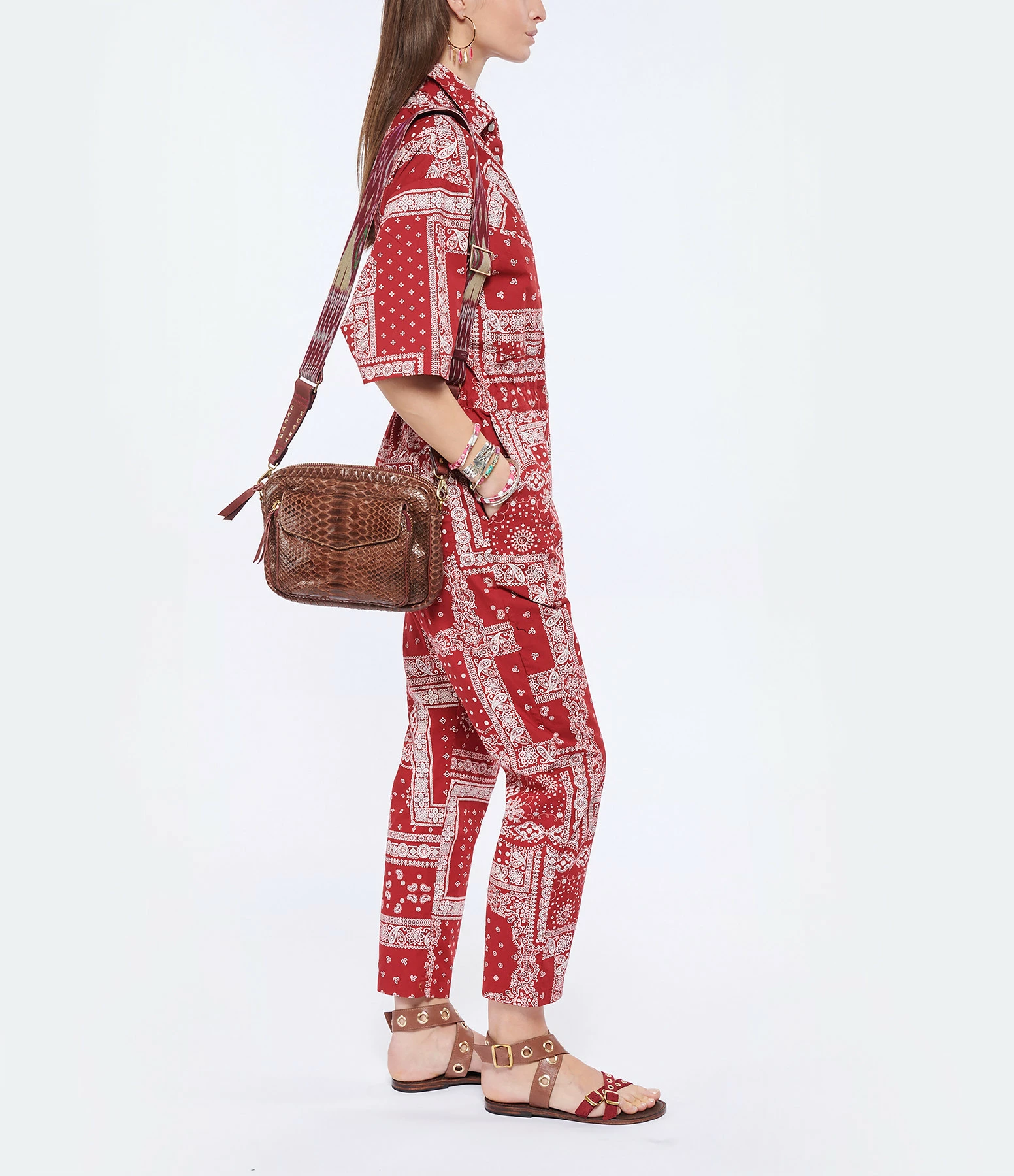 CLARIS VIROT Sac Big Charly Python Chocolat Endek Bordeaux 8 CLARIS VIROT Sac Big Charly Python Chocolat Endek Bordeaux – Image 6