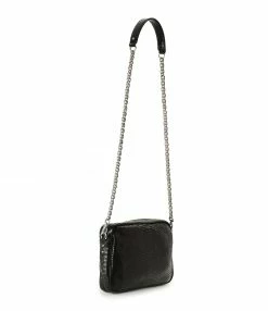 Alternative view of CLARIS VIROT Sac Charly Python Noir Chaîne Argenté