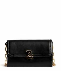 ZADIG & VOLTAIRE Sac ZV Initiale Le Long Chaîne Cuir Noir