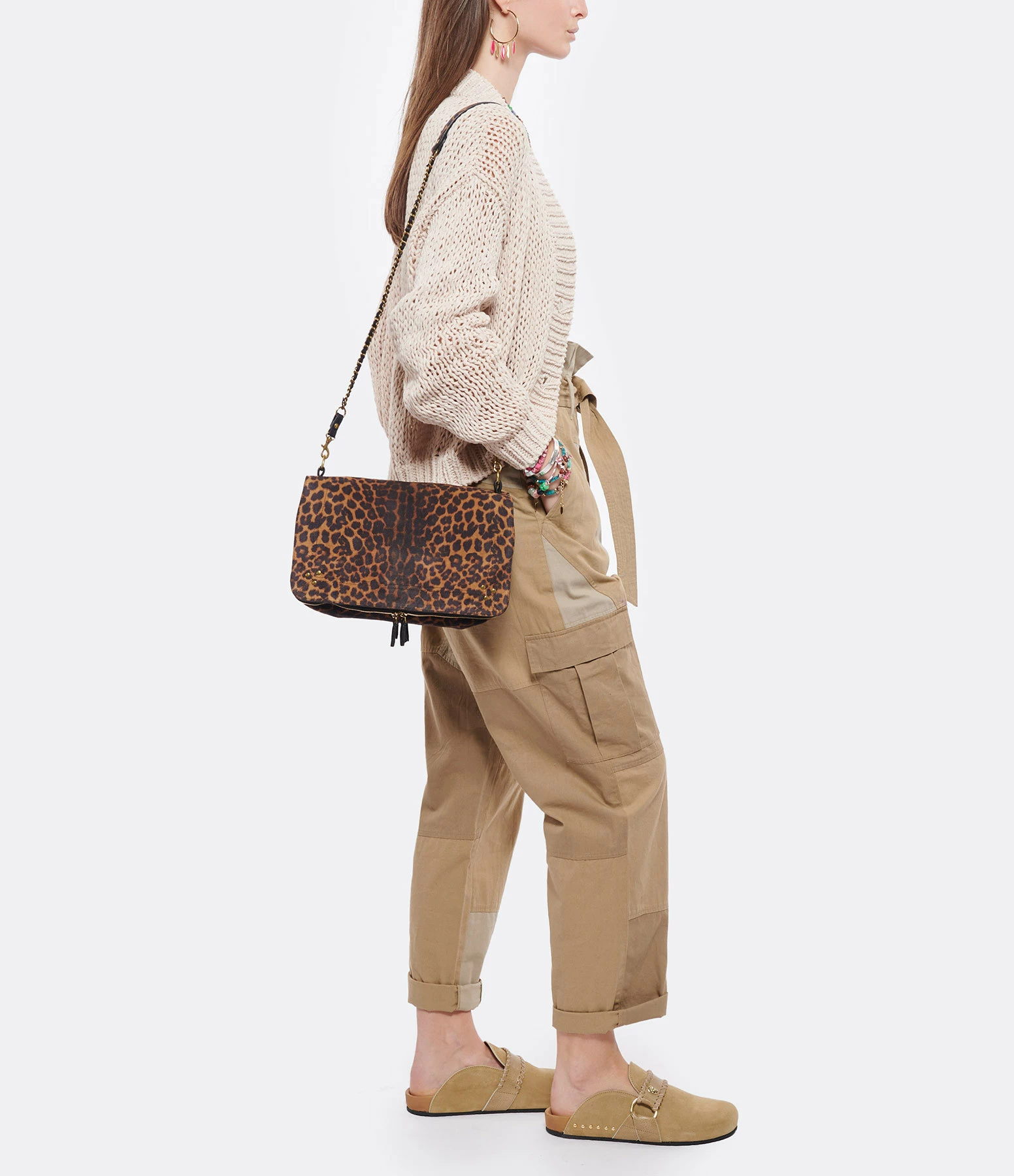 JEROME DREYFUSS Sac Bobi L Cuir Suédé Léopard 7 JEROME DREYFUSS Sac Bobi L Cuir Suédé Léopard – Image 5
