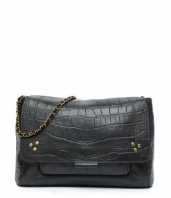 JEROME DREYFUSS Sac Lulu M Cuir Croco Noir