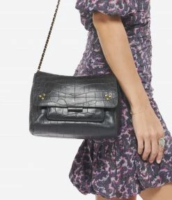 JEROME DREYFUSS Sac Lulu M Cuir Croco Noir -jerome dreyfuss shop unnamed file 1263