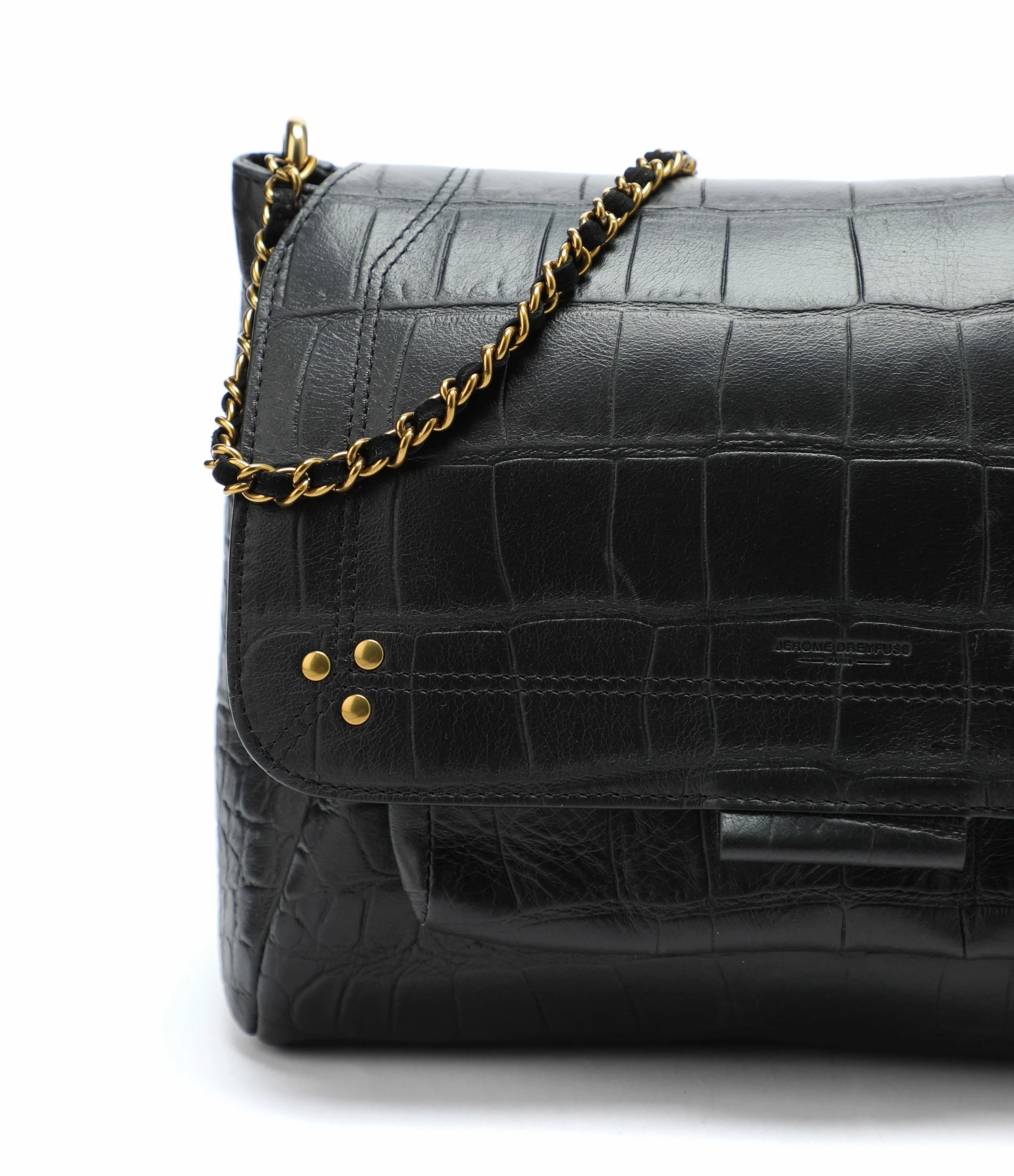 JEROME DREYFUSS Sac Lulu L Cuir Croco Noir 7 JEROME DREYFUSS Sac Lulu L Cuir Croco Noir – Image 5