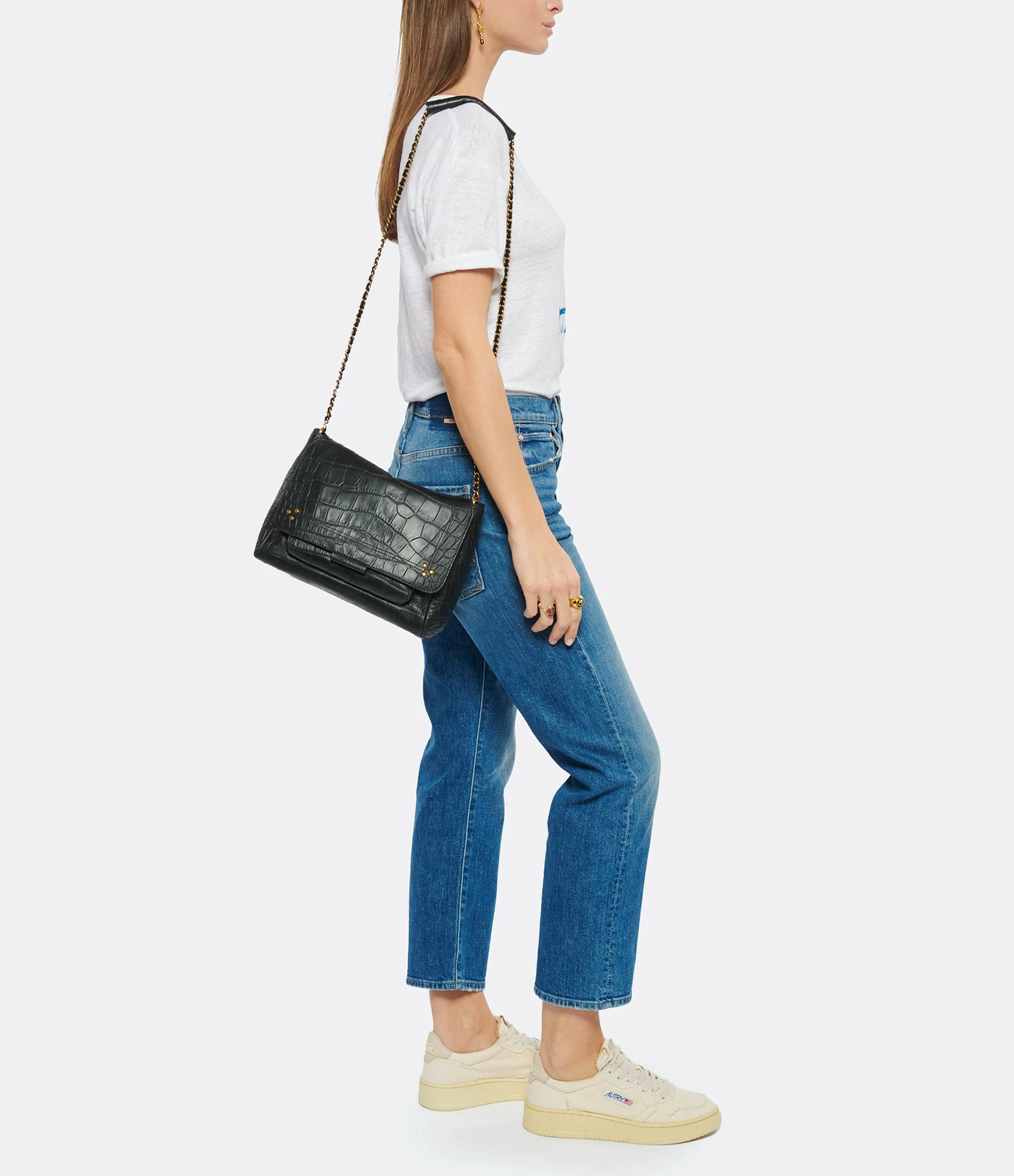 JEROME DREYFUSS Sac Lulu L Cuir Croco Noir 9 JEROME DREYFUSS Sac Lulu L Cuir Croco Noir – Image 7