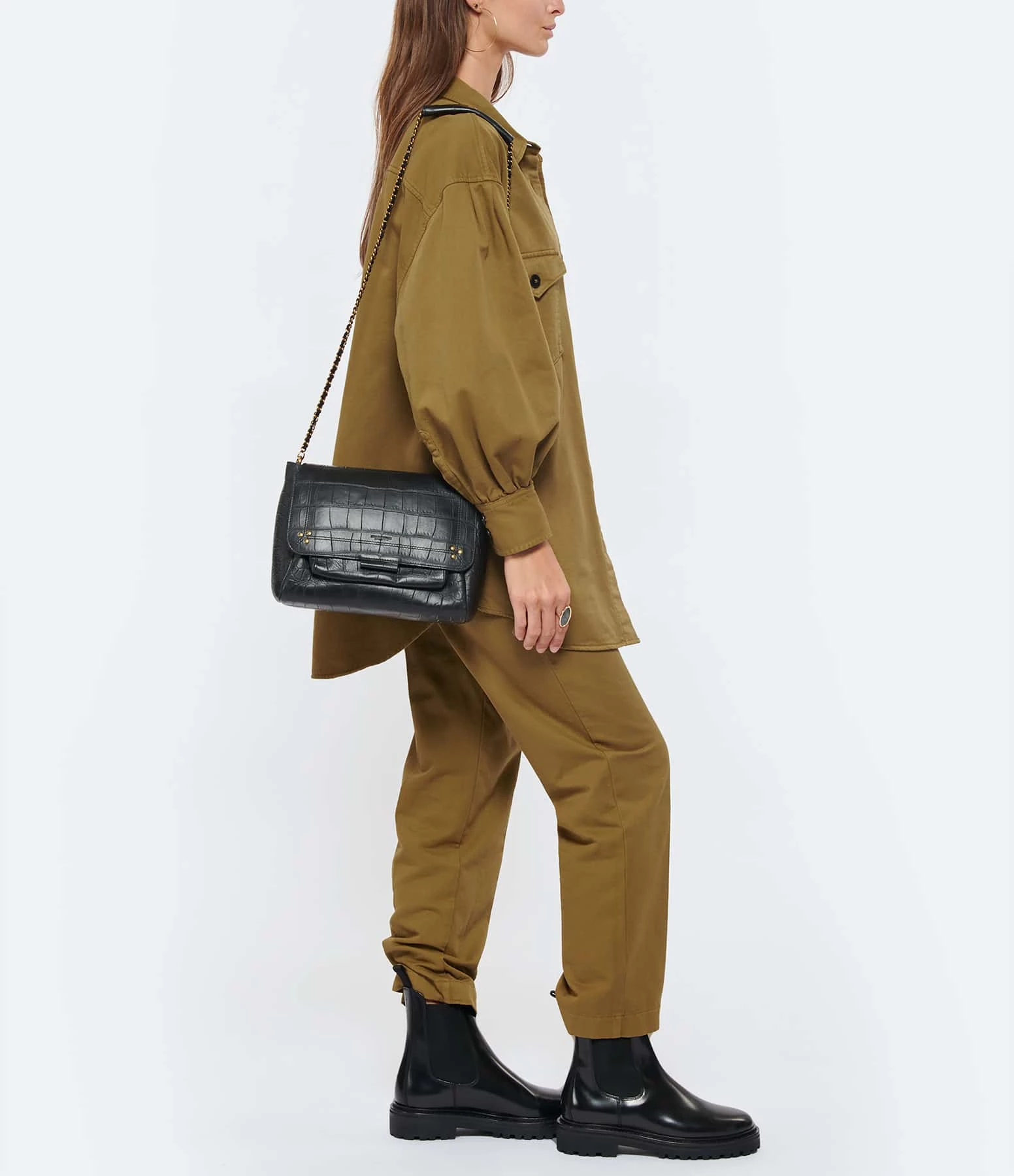 JEROME DREYFUSS Sac Lulu L Cuir Croco Noir 11 JEROME DREYFUSS Sac Lulu L Cuir Croco Noir – Image 9
