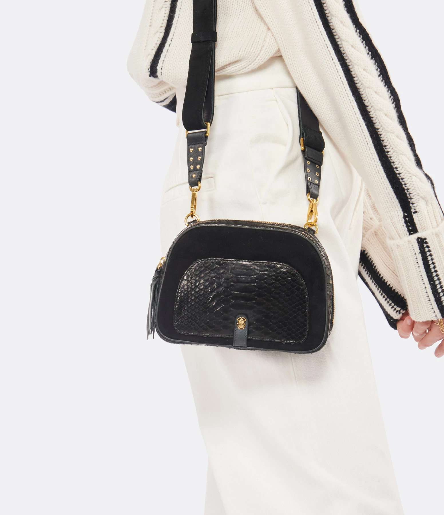 CLARIS VIROT Sac Clara Python Noir 6 CLARIS VIROT Sac Clara Python Noir – Image 4