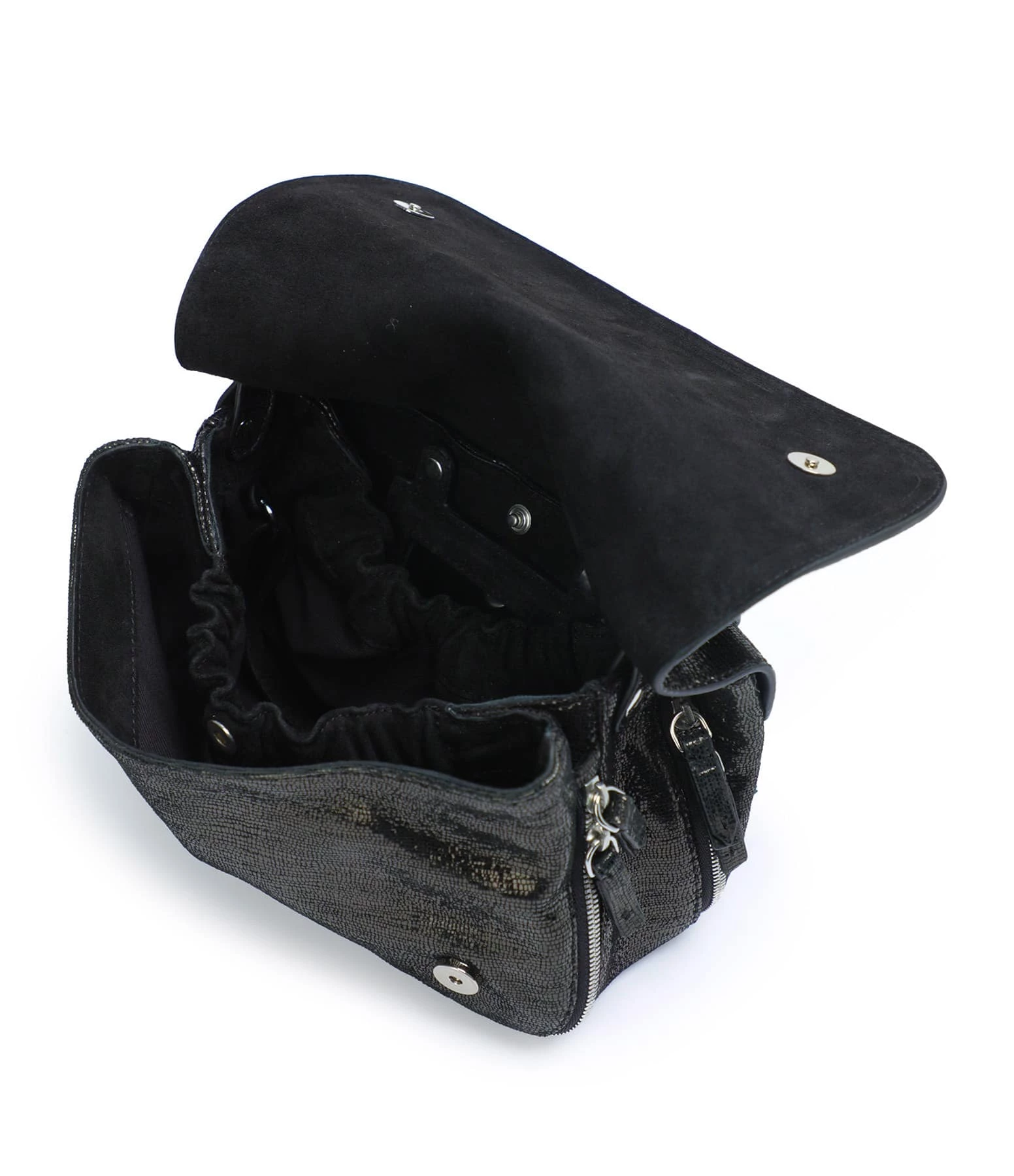 JEROME DREYFUSS Sac Bobi Cuir Lamé Noir 5 JEROME DREYFUSS Sac Bobi Cuir Lamé Noir – Image 3