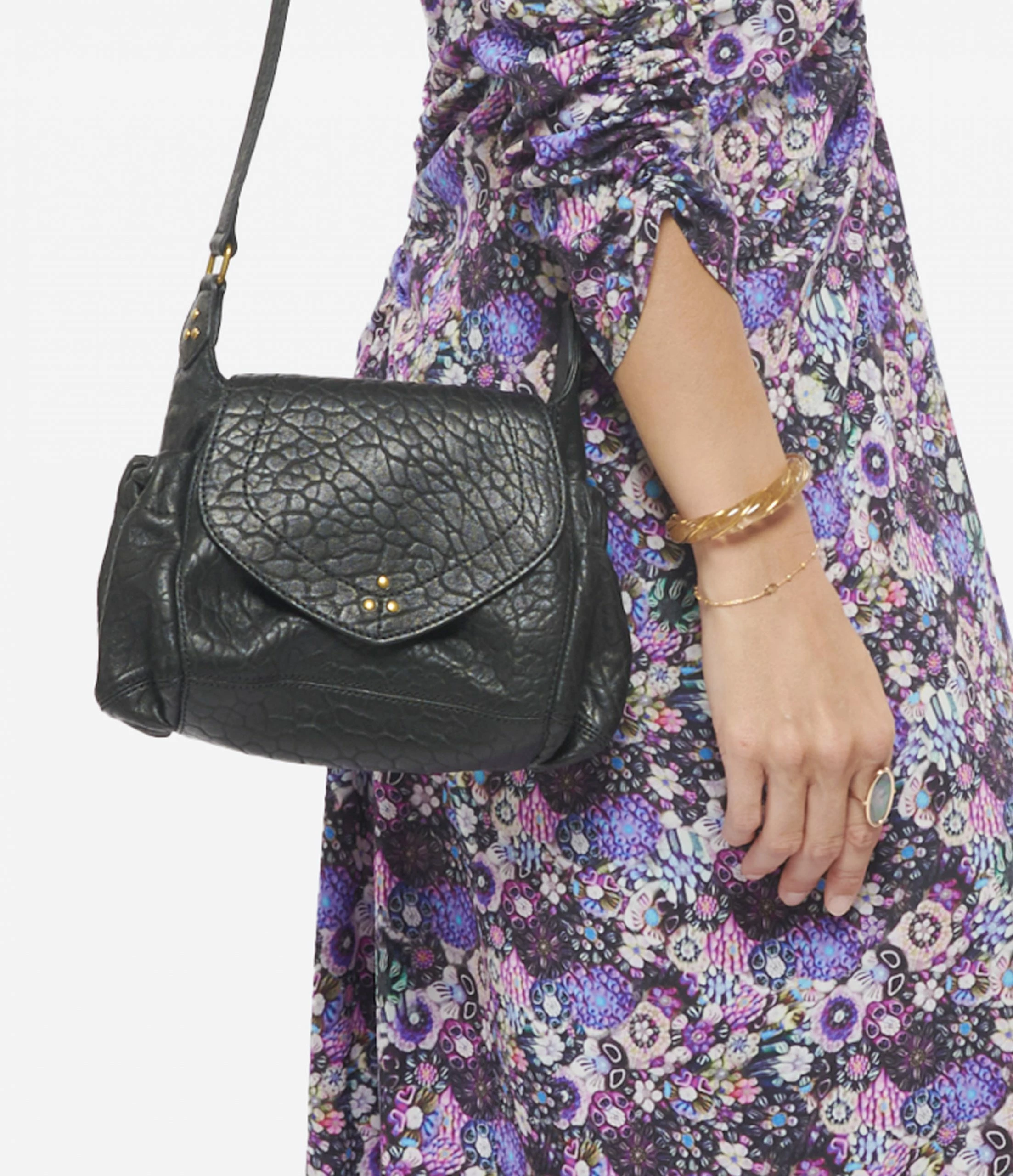 JEROME DREYFUSS Sac Helmut S Cuir Froissé Noir 7 JEROME DREYFUSS Sac Helmut S Cuir Froissé Noir – Image 5