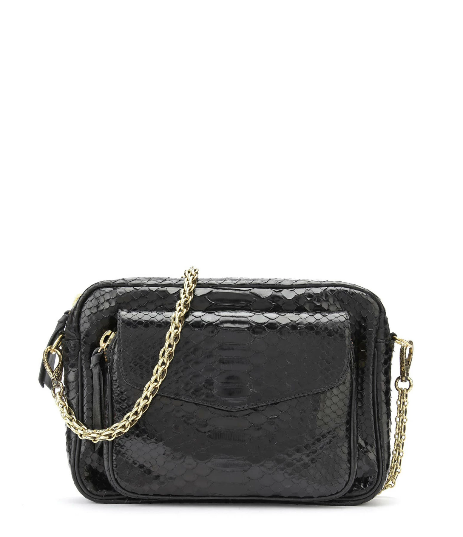 CLARIS VIROT Sac Charly Python Noir Chaîne Or 3 CLARIS VIROT Sac Charly Python Noir Chaîne Or