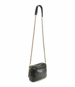 Alternative view of CLARIS VIROT Sac Charly Python Noir Chaîne Or