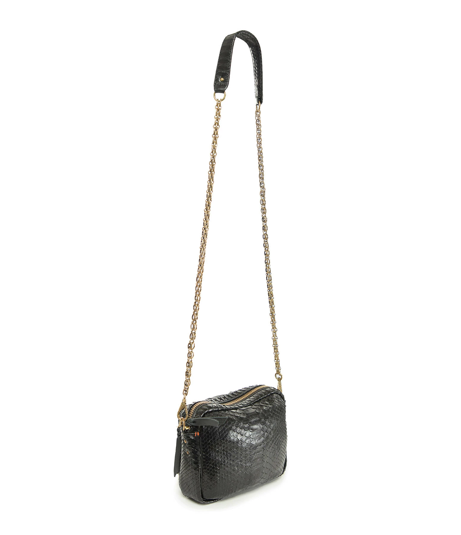 CLARIS VIROT Sac Charly Python Noir Chaîne Or 4 CLARIS VIROT Sac Charly Python Noir Chaîne Or – Image 2
