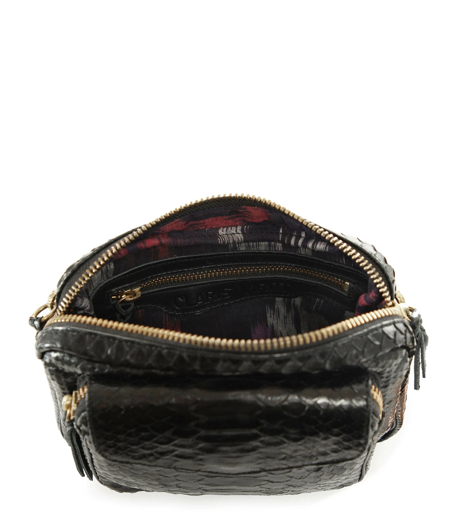 CLARIS VIROT Sac Charly Python Noir Chaîne Or 5 CLARIS VIROT Sac Charly Python Noir Chaîne Or – Image 3