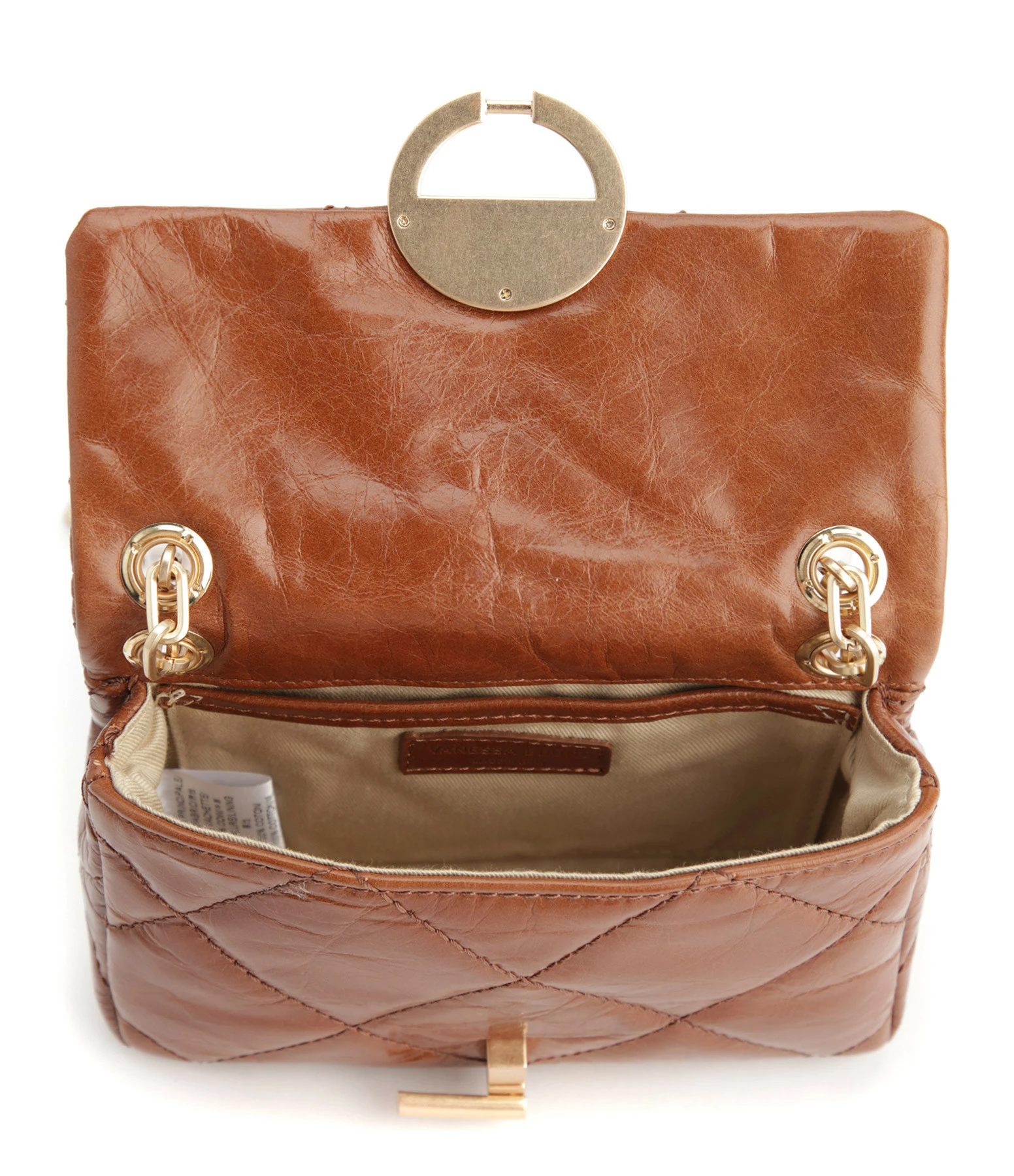 VANESSA BRUNO Sac Nano Moon Cuir Vachette Havane 5 VANESSA BRUNO Sac Nano Moon Cuir Vachette Havane – Image 3