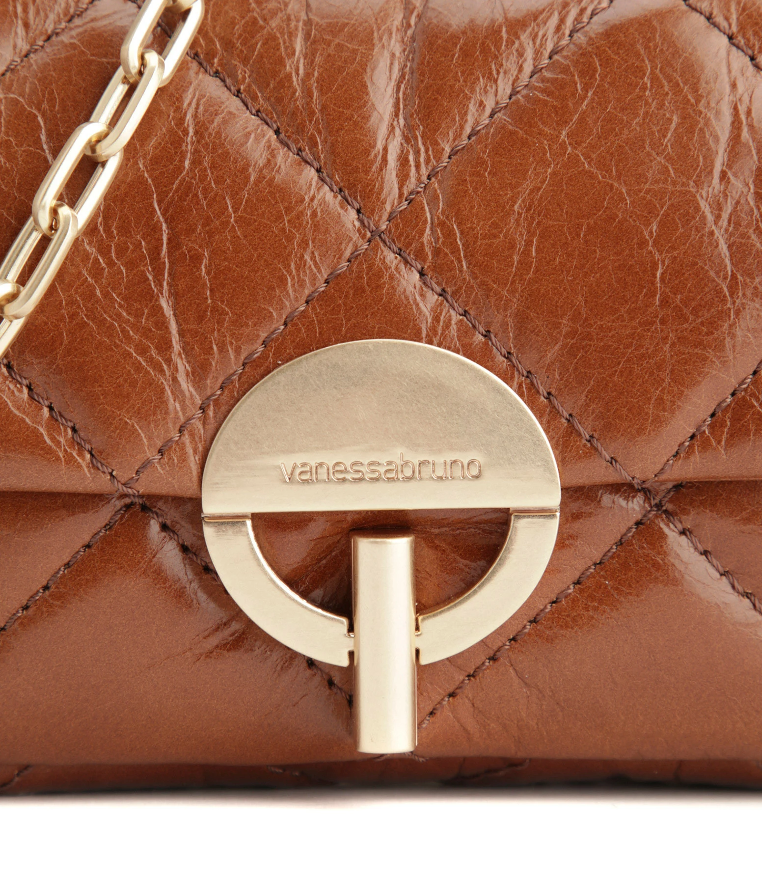 VANESSA BRUNO Sac Nano Moon Cuir Vachette Havane 6 VANESSA BRUNO Sac Nano Moon Cuir Vachette Havane – Image 4