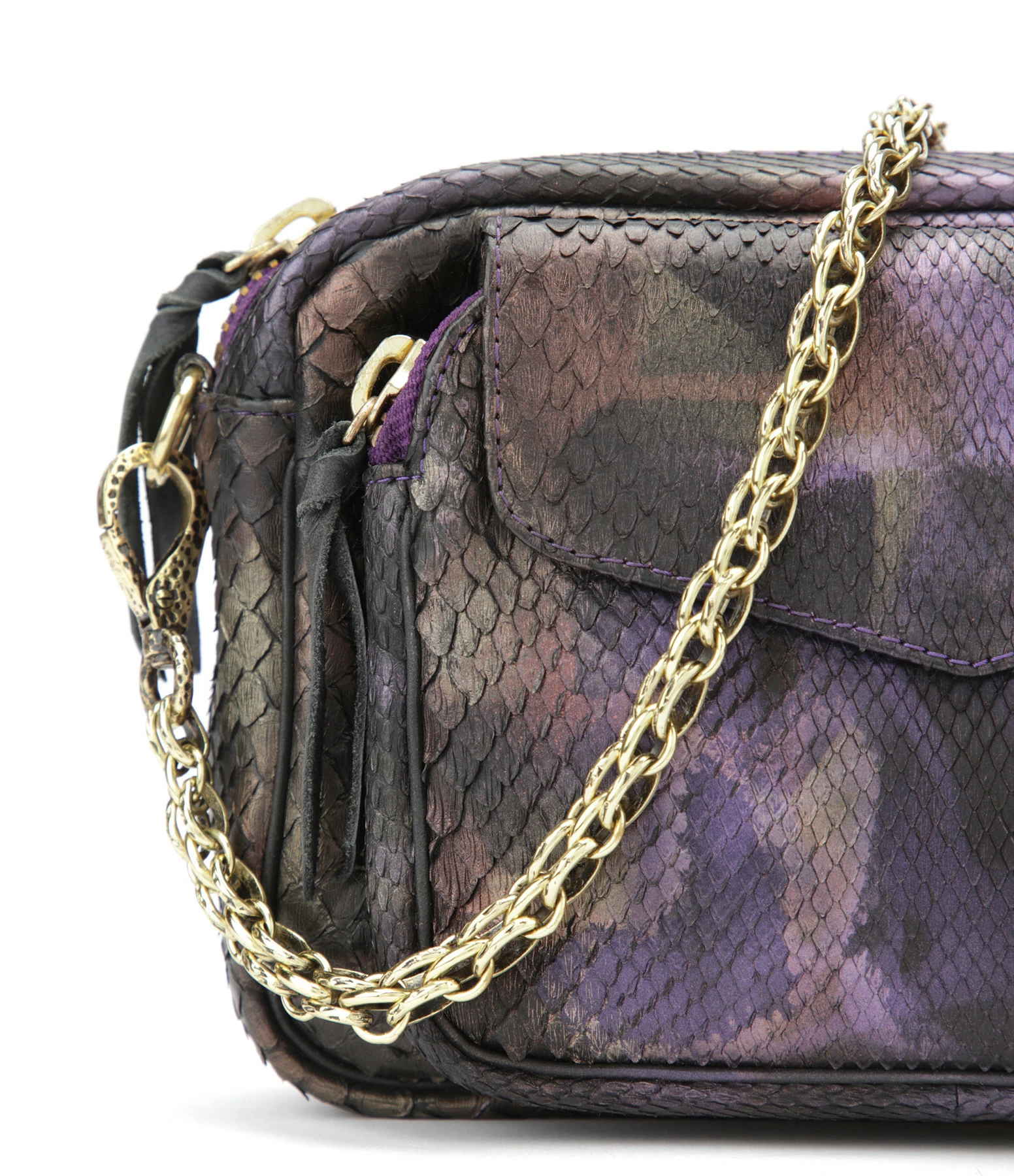 CLARIS VIROT Sac Charly Python Carbone 4 CLARIS VIROT Sac Charly Python Carbone – Image 2