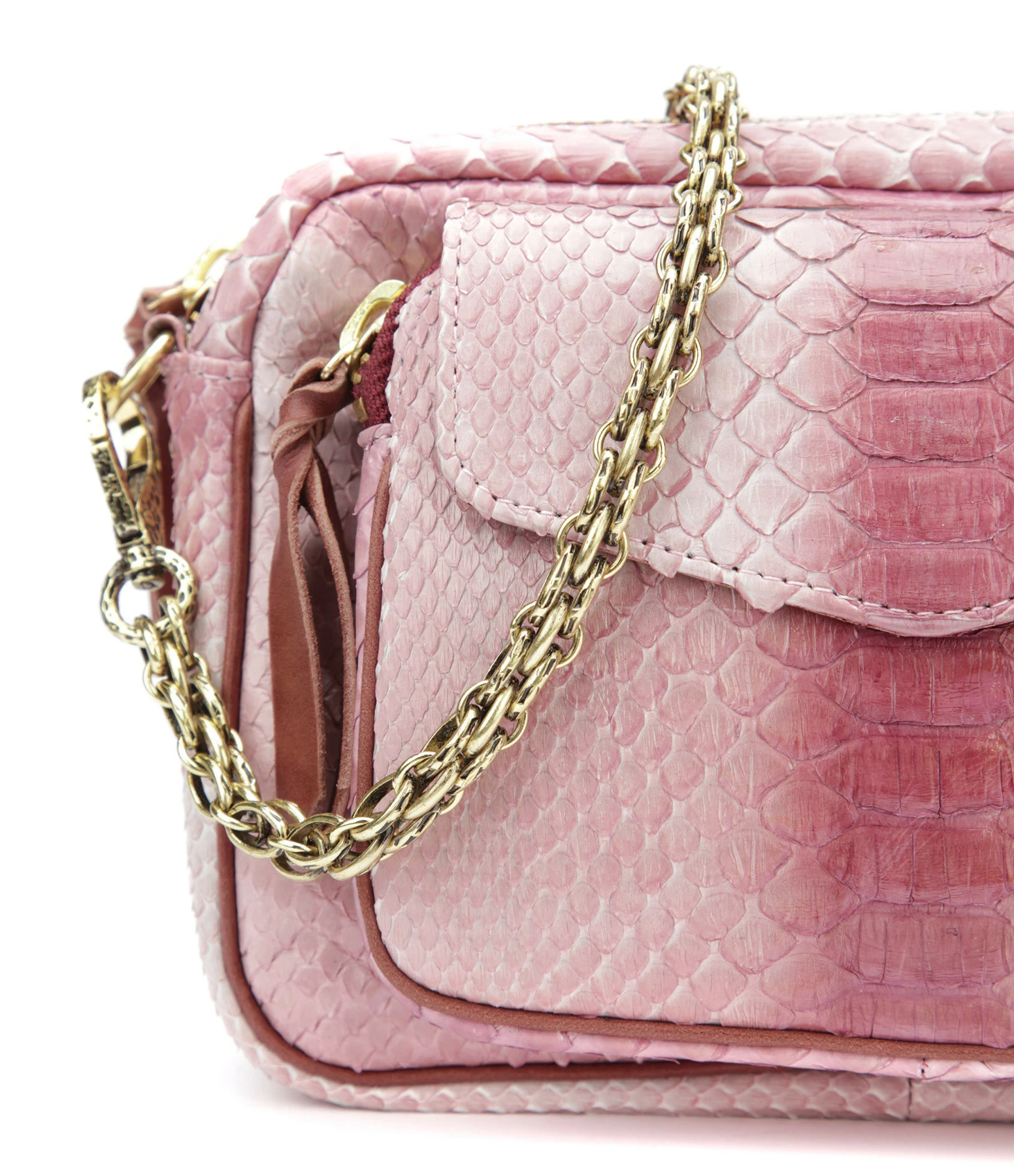 CLARIS VIROT Sac Charly Python Bordeaux Délavé 5 CLARIS VIROT Sac Charly Python Bordeaux Délavé – Image 3