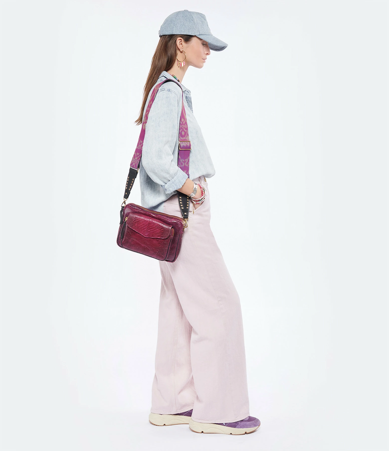 CLARIS VIROT Sac Big Charly Lézard Endek Violet 8 CLARIS VIROT Sac Big Charly Lézard Endek Violet – Image 6
