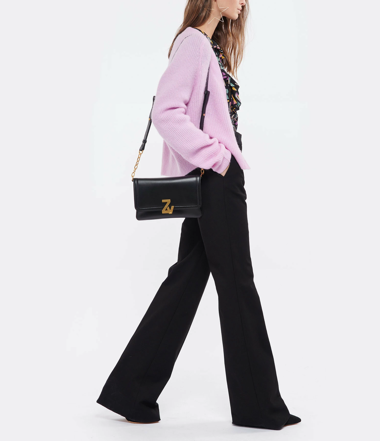 ZADIG & VOLTAIRE Sac ZV Initiale La Clutch Cuir Noir 9 ZADIG & VOLTAIRE Sac ZV Initiale La Clutch Cuir Noir – Image 7