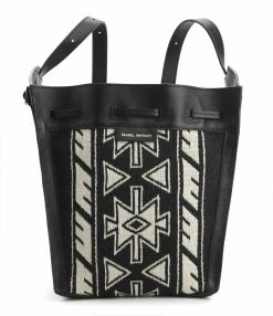ISABEL MARANT Sac Seau Buky Cuir Noir Écru