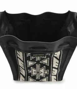 ISABEL MARANT Sac Seau Buky Cuir Noir Écru -jerome dreyfuss shop unnamed file 1458