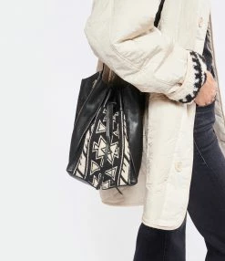 ISABEL MARANT Sac Seau Buky Cuir Noir Écru -jerome dreyfuss shop unnamed file 1460