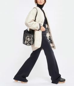 ISABEL MARANT Sac Seau Buky Cuir Noir Écru -jerome dreyfuss shop unnamed file 1461