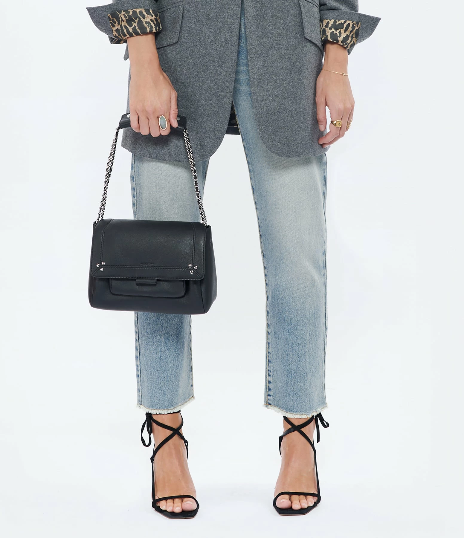 JEROME DREYFUSS Sac Lulu M Cuir Noir Silver 9 JEROME DREYFUSS Sac Lulu M Cuir Noir Silver – Image 7