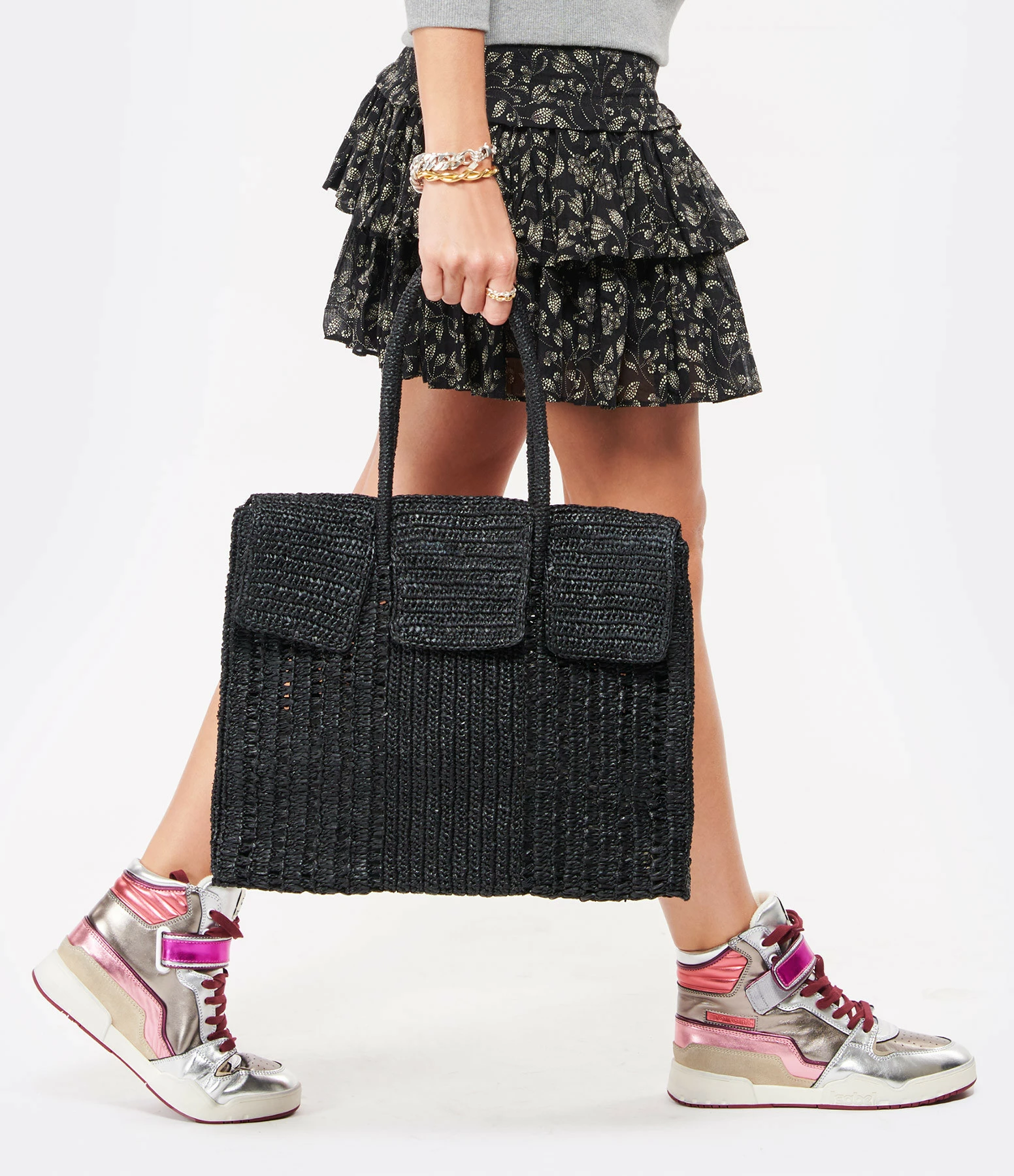 MAISON N.H Sac Dahlia Grand Raphia Noir 7 MAISON N.H Sac Dahlia Grand Raphia Noir – Image 5