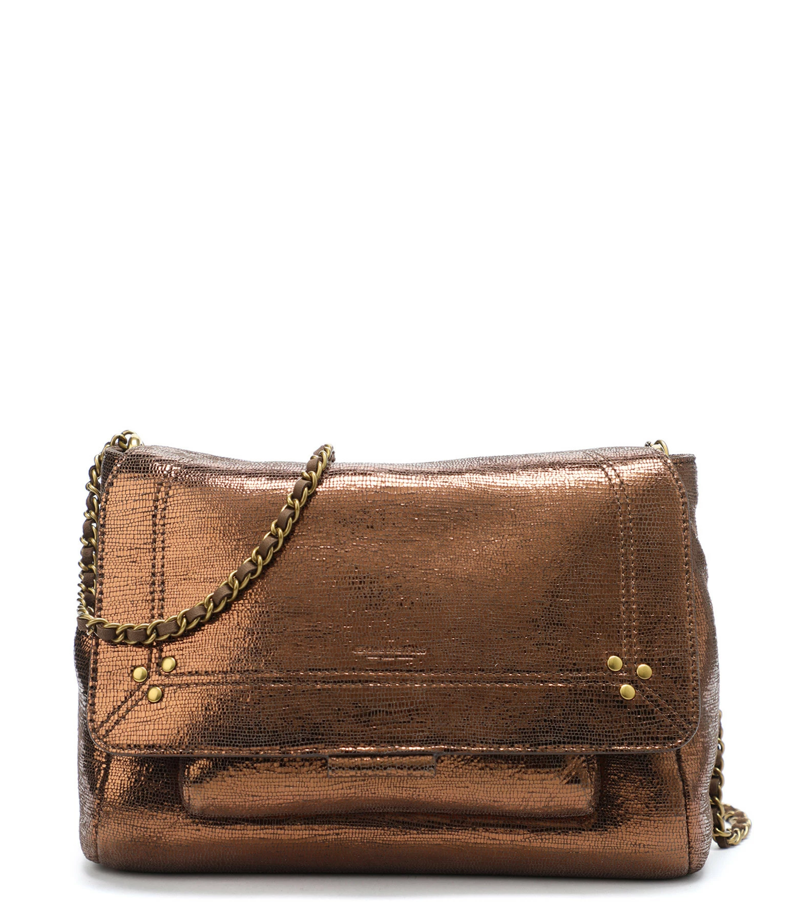 JEROME DREYFUSS Sac Lulu M Cuir Lamé Bronze 3 JEROME DREYFUSS Sac Lulu M Cuir Lamé Bronze