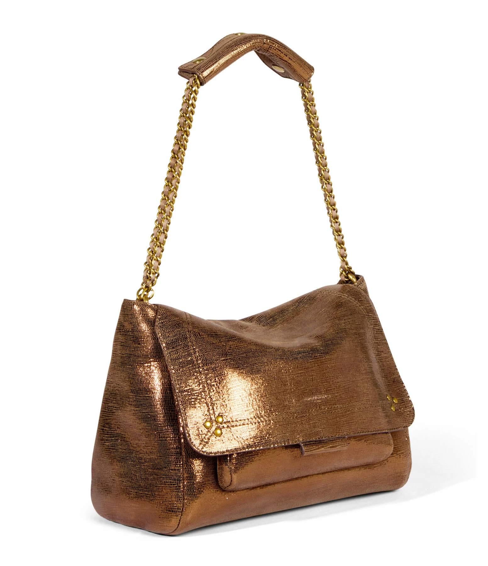 JEROME DREYFUSS Sac Lulu M Cuir Lamé Bronze 5 JEROME DREYFUSS Sac Lulu M Cuir Lamé Bronze – Image 3