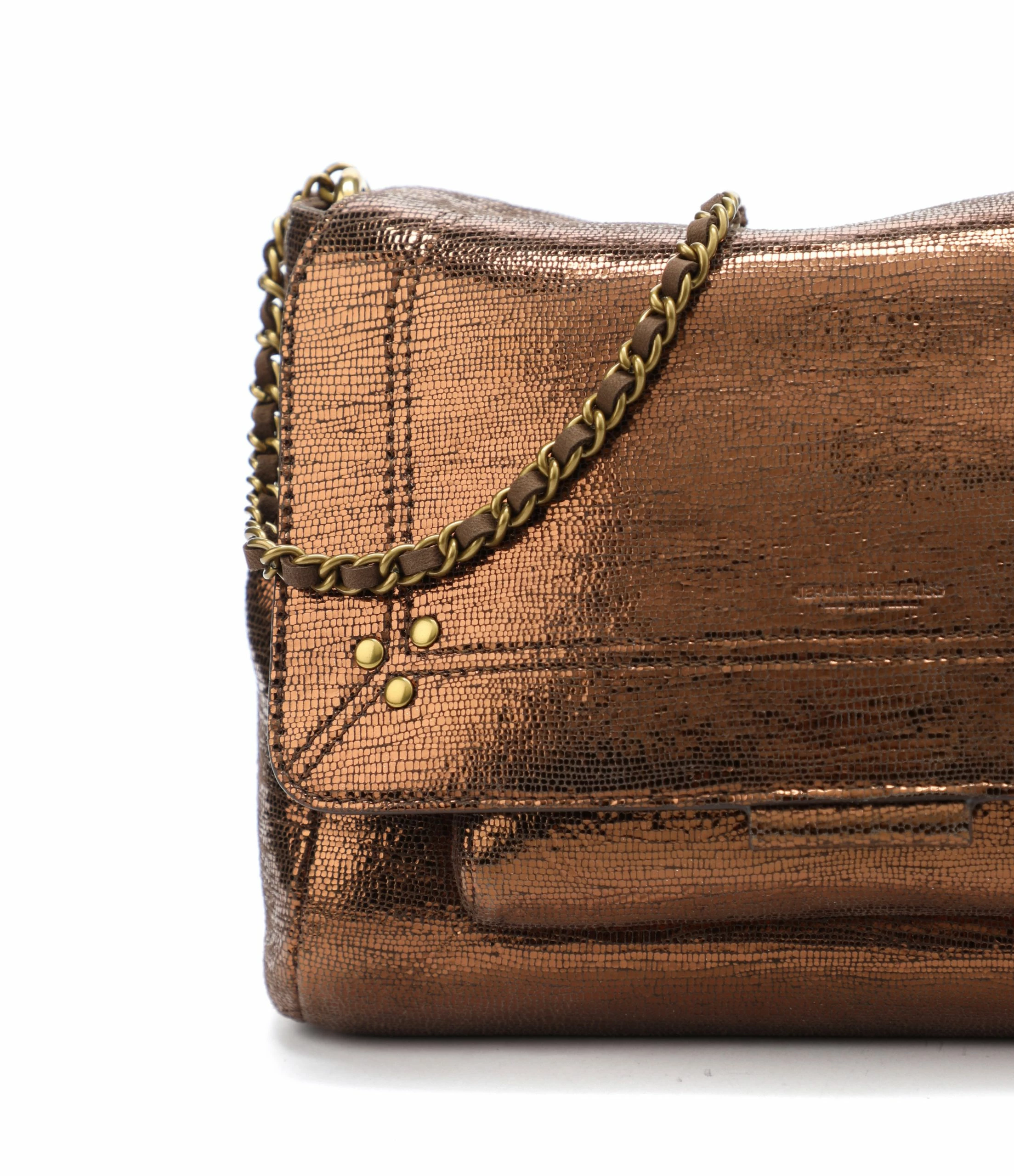 JEROME DREYFUSS Sac Lulu M Cuir Lamé Bronze 7 JEROME DREYFUSS Sac Lulu M Cuir Lamé Bronze – Image 5