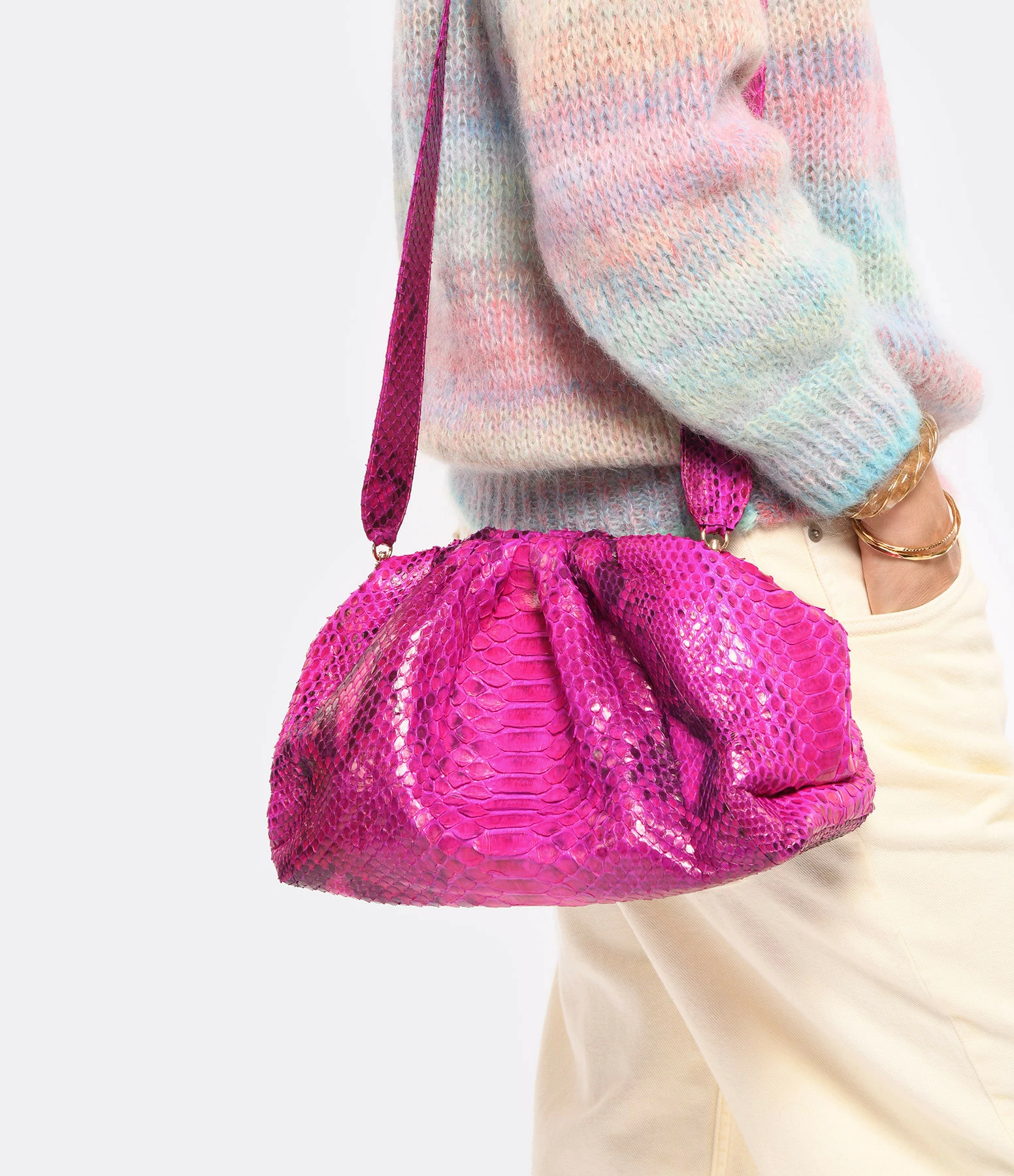 SISTA PARIS Sac Big Uniq Cuir Souple Python Pink Devil 7 SISTA PARIS Sac Big Uniq Cuir Souple Python Pink Devil – Image 5