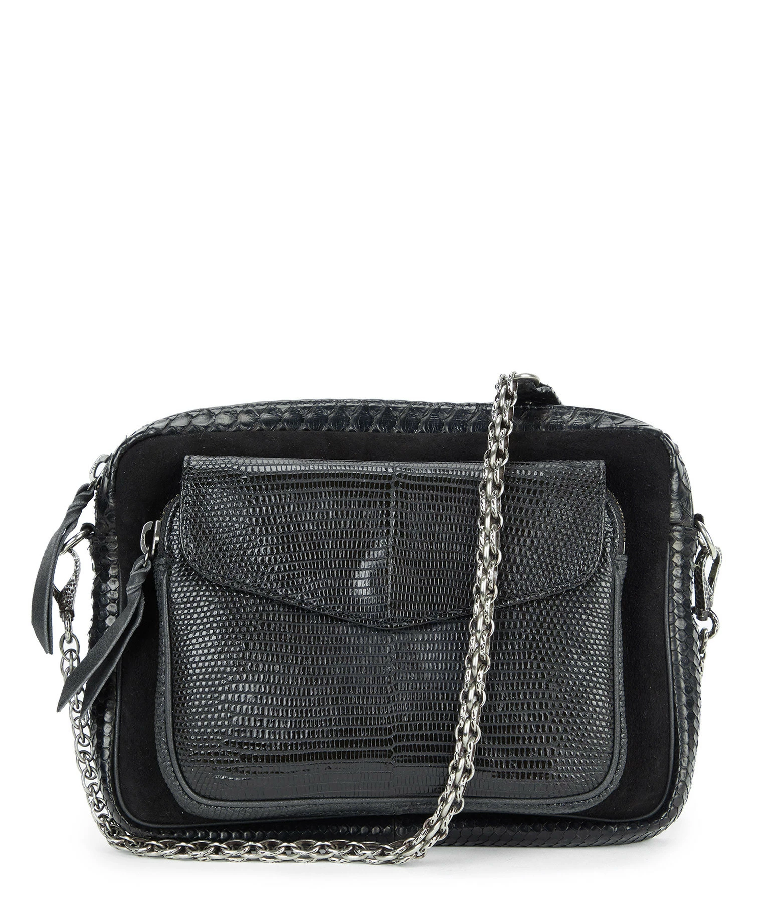 CLARIS VIROT Sac Big Charly Python, Suédé Noir 3 CLARIS VIROT Sac Big Charly Python, Suédé Noir