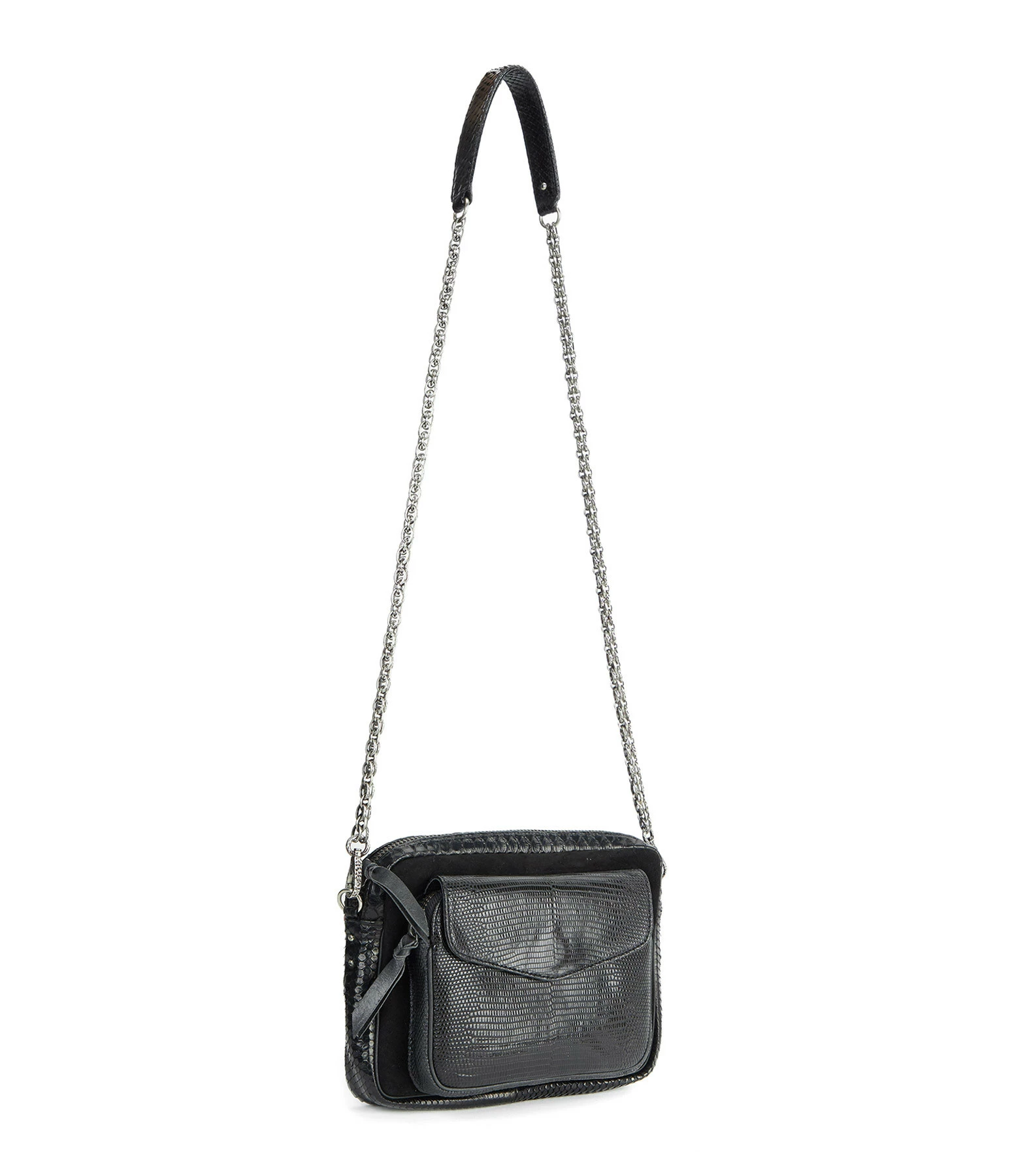 CLARIS VIROT Sac Big Charly Python, Suédé Noir 4 CLARIS VIROT Sac Big Charly Python, Suédé Noir – Image 2
