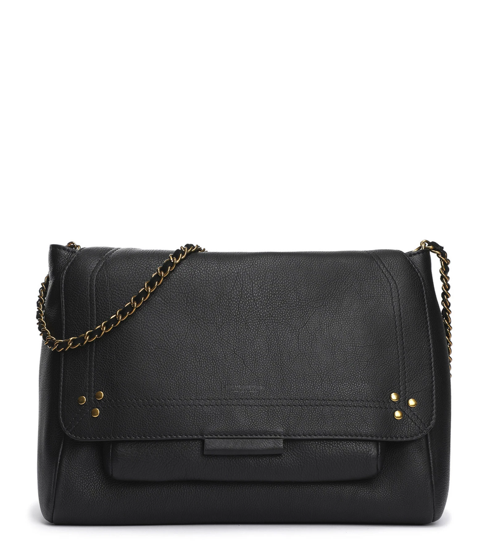 JEROME DREYFUSS Sac Lulu L Cuir Grainé Noir Brass 3 JEROME DREYFUSS Sac Lulu L Cuir Grainé Noir Brass